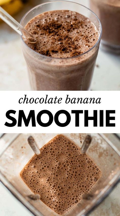 This ultra-creamy Chocolate Banana Smoothie is quick and easy to make with wholesome ingredients, like frozen bananas and cocoa powder. It’s a simple breakfast or snack that tastes like dessert! Chocolate Peanut Butter Dessert, Healthy Peanut Butter Recipes, Peanut Butter Dessert, Peanut Butter Recipe, Healthy Chocolate Banana, Chocolate Smoothie Recipes, Chocolate Banana Smoothie, Simple Snacks, Chocolate Almond Milk