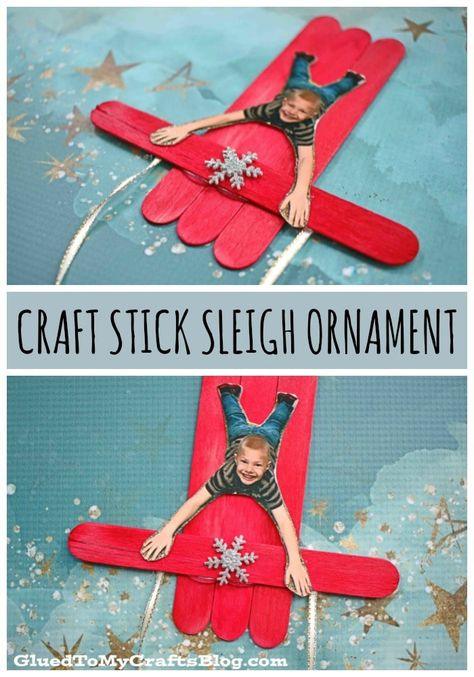 Popsicle Stick Sleigh Ornament 2000s Crafts For Kids, Popsicle Stick Sleigh, Ornament For Kids To Make, December Crafts, The Spirit Of Christmas, Preschool Christmas Crafts, Christmas Kindergarten, Spirit Of Christmas, Christmas School