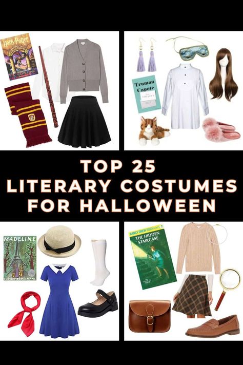 Top 25 Literary Costumes: Bookish Halloween Ideas for Adults Book Character Bounding, Library Costumes Halloween, History Teacher Costume Ideas, Bookworm Halloween Costume, Bookworm Costume Diy, Costumes For Librarians, Librarian Costume Ideas, Nerdy Costumes For Women, Librarian Halloween Costume Ideas