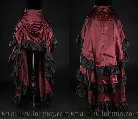 Red with black lace trim Red Goth Outfits, Goth Outfit Ideas, Steampunk Dress, Red Corset, Black Lace Trim, Peregrine, Grad Dresses, Red Outfit, Goth Outfits