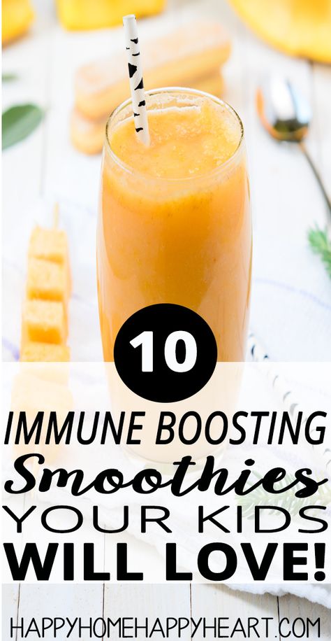 Looking for a way to boost your immune system? These immune boosting smoothies will keep you healthy & they taste good too! Your kiddos will love them! #Smoothie #SmoothieRecipe #ImmuneBooster #HealthyRecipe #HealthyLiving Immune Boosting Smoothie Recipes, Immunity Smoothie, Kids Immune System, Immune Boosting Smoothie, Immune Boosting Foods, Smoothies For Kids, Boost Your Immune System, Boost Immune System, Food Kids