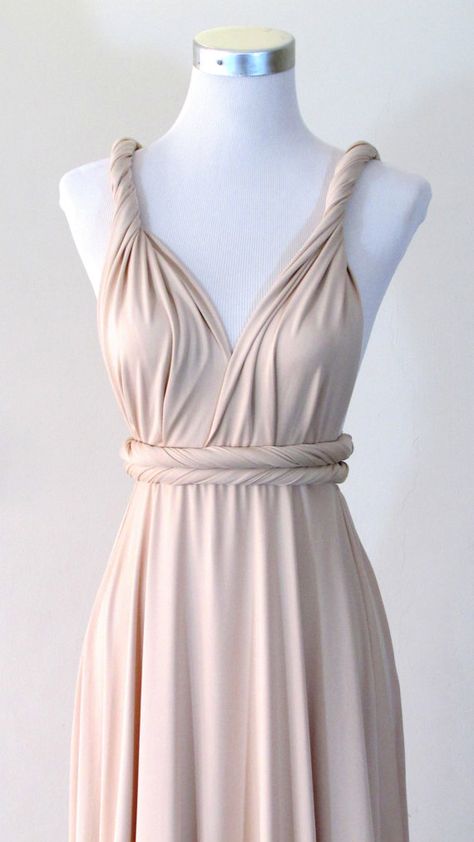 FREE BANDEAU Convertible Maxi Dress in Champagne by HerBridalParty, $55.00 Infinity Dress Styles, Maxi Dress Bridesmaid, Vestido Convertible, Infinity Gown, Convertible Maxi Dress, Multiway Dress, Multi Way Dress, Eggshell White, Convertible Dress