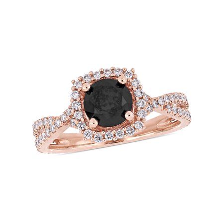 Black Diamond Halo Ring, Black White Diamond Ring, Rose Gold Halo Engagement Ring, Infinity Engagement Ring, White Diamond Rings Engagement, Rose Gold Halo, Simulated Diamond Rings, White Diamond Ring, Rose Gold Engagement