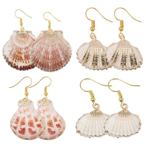 PRICES MAY VARY. 🦪 Summer Seashell Earrings 🦪 Shell earrings set will definitely make a statement which are simple, delicate and very comfortable to wear due to their lightness. If you love vacation and the beach these earrings bulk are perfect for you. These beach earrings are easily fit lots of styles and can be paired with so many outfits. 🦪 Material 🦪 These summer earrings are made of natural sea shell and ear hooks are plated in gold to ensure a long lasting finish which is no tarnish. Sea Shell Earrings, Drop Light, Tropical Jewelry, Boho Earring, Bohemian Style Clothing, Seashell Earrings, Beach Earrings, Scallop Shell, Summer Earring