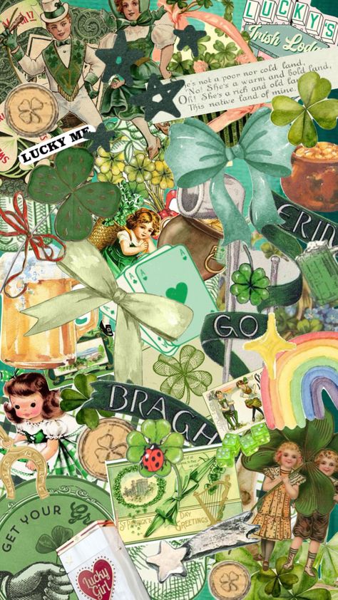 #collage #wallpaper #stpatricksdayaesthetic #greenaestheticshuffle #lucky #vintage #green Collage Wallpaper, Your Aesthetic, Creative Energy, Energy, Collage, Green