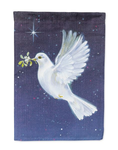 Peace Dove with the Olive Branch Flag Garden Size AAH1624GF Artwork for your garden, patio or yard. This is a thick Double sided garden flag made from two pieces of polyester fabric. This 2 ply garden size flag is water resistant and weather proof. Heavier than most other garden flags available this flag will hold up in wind, rain and snow. Make your personal statement in your outdoor decor with this colorful quality garden flag. This decorative garden size flag has a sleeve sewn into the top of Canvas Tattoo, Wooden Flag Pole, Dove Painting, The Olive Branch, Functional Artwork, Garden Size, Peace Dove, Outdoor Flags, Flag Sizes