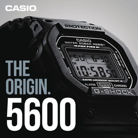 The Origin. 5600 G-Shock Catalog Casio 5600, Watch Advertising, New G Shock, G Shock Black, Army Watches, Field Watches, Timex Watches, Retro Watches, G Shock Watches