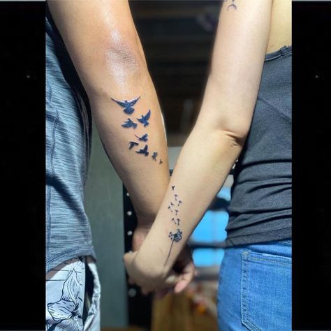 75 Soulmate Matching Couple Tattoos Matching Arm Tattoos Couple, Hummingbird Couple Tattoo, Couple Arm Tattoos, Viking Matching Tattoo, Couples Arm Tattoos, Connecting Couple Tattoos, Matching Wrist Tattoos Couples, Couple Wolf Tattoo, Couples Connecting Tattoos