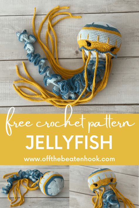 Amigurumi Jellyfish, Crochet Jellyfish, Crocheted Jellyfish, Crochet Animals Free Patterns, Crochet Style, Crochet Design Pattern, Crochet Gift, Crochet Amigurumi Free, Fun Crochet Projects