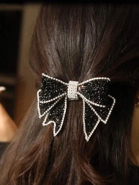 Rhinestone Bow Decor Hair Clip | SHEIN USA Bow Hairstyles, Bow Hair Clip, Bow Decor, Rhinestone Bow, Bow Hair, Hair Clip, Hairstyles, Collar, Hair