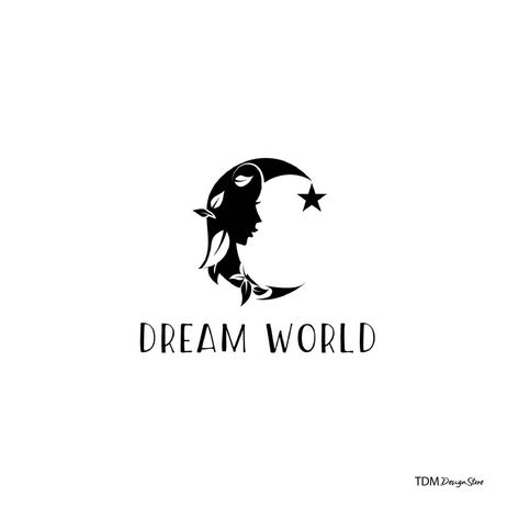 Dream World Logo,Premade Logo design, Moon Logo, Feminine Logo Design, Hand Made Logo, Luxurious Logo, Best Logo Design, Minimalist Logo by TDMDesignStore on Etsy Moon Logo Design Creative, Dream Logo Design, Cosmic Logo, Feminine Logo Inspiration, Sleep Logo, Luxurious Logo, Hair Logo Design, Whimsical Logo, Feminine Logo Design