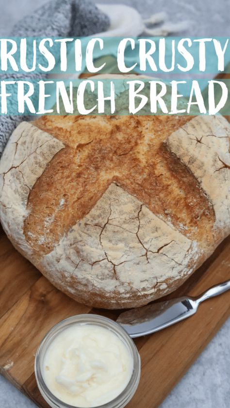 This rustic crusty French loaf is the perfect bread for sandwiches, croutons or a great slice of toast. With just a few ingredients this is a great all around loaf of bread. This is a great recipe as an introduction to bread making. Quick Rustic Bread, Easy Crusty Bread Recipe, Country Loaf Bread Recipe, Crusty French Bread Recipe, Rustic Bread Recipe, Bread For Sandwiches, Crusty Bread Recipe, French Loaf, Bread Dough Recipe