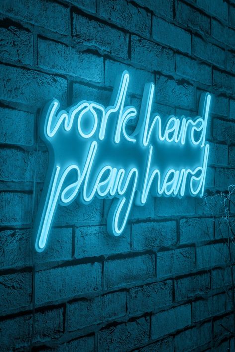 #NeonLightSigns #BrightIdeas #NeonSigns #BrightIdeas Light Font, Neon Wall Art, Neon Wall Signs, Neon Wall, Work Hard Play Hard, Neon Light Signs, Wedding Party Decorations, Play Hard, Custom Neon Signs