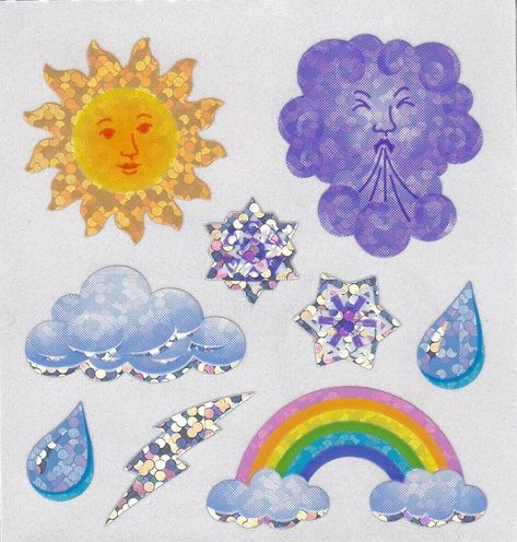 Weather Stickers, Glitter Stickers, Sticker Collection, Aesthetic Stickers, What’s Going On, Scrapbook Stickers, Sticker Book, Digital Sticker, Digital Collage