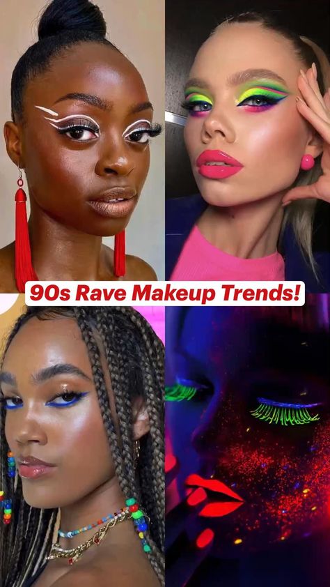 90s Rave Makeup Trends! #90smakeup Check more at https://breaknews-dac341.ingress-erytho.ewp.live/90s-rave-makeup-trends-90smakeup/ 90s Rave Makeup, 90s Rave Fashion, 1990s Rave, Rave Theme, 1960's Makeup, 1980's Makeup, 90s Rave, 90s Makeup, Diy Fashion Projects