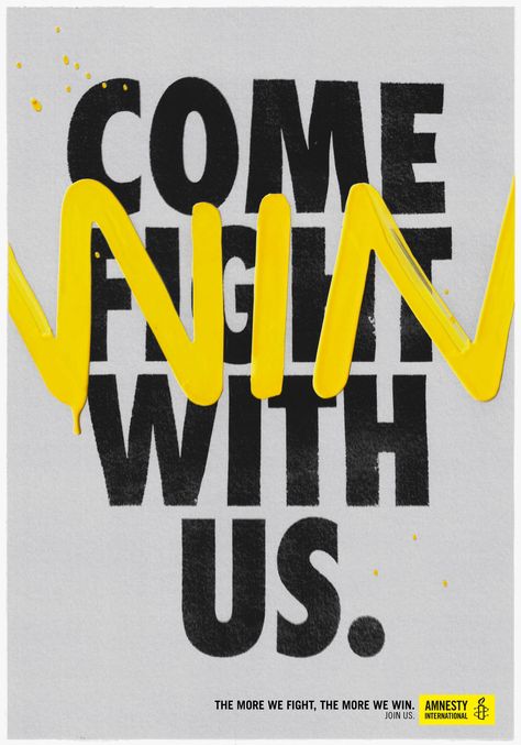 Powerful Typography, Typography Advertising, Gold Graphic Design, Type Poster, Be Design, Creative Advertising Campaign, Amnesty International, Typographic Poster, Type Posters