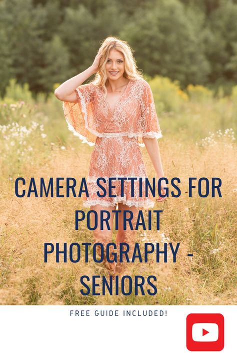 Best Camera Setting For Portraits, Senior Pictures Camera Settings, Dslr Portrait Settings, Diy Senior Pictures At Home, Nikon Settings For Outdoor Portraits, Taking Portraits For Beginners, Tips For Taking Senior Pictures, Senior Photo Posing Prompts, Senior Picture Camera Settings