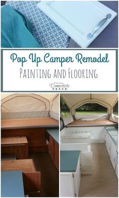 Pop Up Camper Remodel - Painting and Flooring  Tips for painting your popup camper and installing a new floor in your camper.  #popupcamper #camper #CamperRemodel #camperlife #campermakeover #popupcamperremodel #popupcampermakeover #RV Pop Up Camper Remodel, Camper Remodel Ideas, Tent Trailer Remodel, Pop Up Campers, Camper Flooring, Popup Camper Remodel, Pop Up Tent Trailer, Glamper Camper, Camper Diy