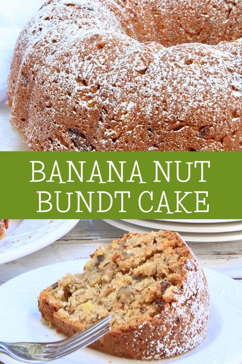 Banana Nut Bundt Cake, Banana Nut Cake, Banana Bundt Cake, Banana Bundt, Easy Bundt Cake, Nut Cake, Dairy Free Snacks, Simple Pantry, Pantry Ingredients