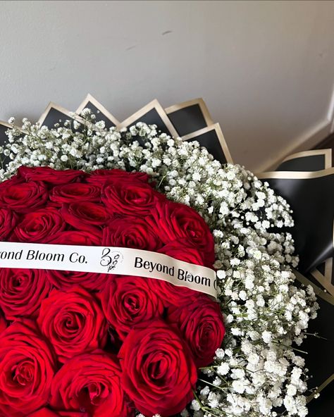 @beyondbloom.co 30 roses and gypso rim - - - - - #redroses #roses #bouquet #flower #explore #date #wedding Roses Bouquet, Bouquet Flower, Favorite Flower, Red Roses, Roses, Flowers, Red