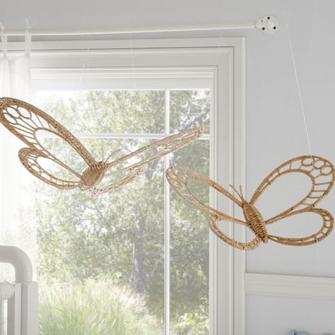 Wildflower Butterfly Nursery, Butterfly Baby Nursery, Butterfly Nursery Themes, Butterfly Art Wall, Fall Butterfly, Rattan Weaving, Butterfly Room, Butterfly Nursery, Butterfly Mobile