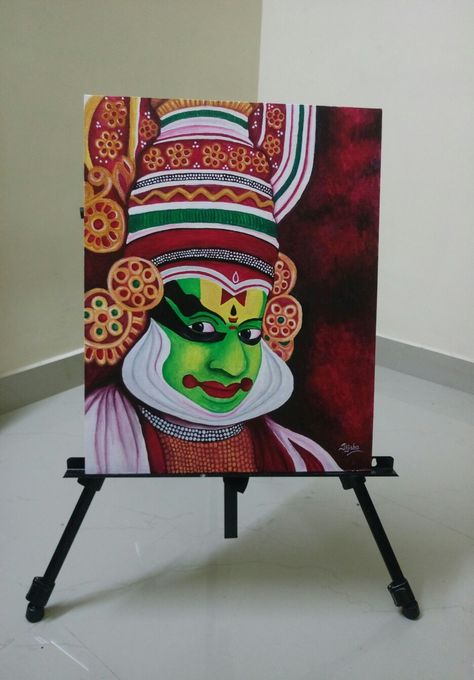 Kathakali Canvas Painting, Kadhakali Paintings On Canvas, Kadakali Painting, Kadhakali Paintings, Kathakali Painting On Canvas, Kathakali Painting Acrylic, Kathakali Face Painting, Canvas Painting Indian, Acrylic Painting Indian