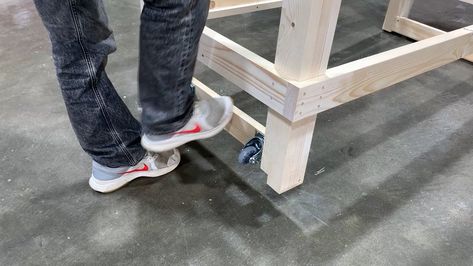 [ 1 minute Woodworking] Installinging Workbench Casters | Workbench Casters of my own Idea! | By Mokong TV Workbench Casters, Workbench, Woodworking, Tv, Wood