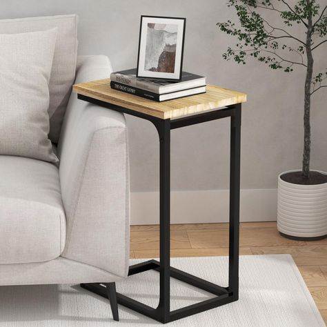 PRICES MAY VARY. Multifunctional Design: More than just a side table, it's your reliable companion for relaxation. Use it as a sofa table, a small side table, or a nightstand - its adaptable design fits various needs in different spaces. Space-Saving Design: The unique C-shape allows this end table to effortlessly slide under your couch, optimizing space in your living room and providing a convenient surface for your essentials. Sturdy Metal Frame: Built with a durable metal frame, this end tabl Small Narrow Side Table, Side Tables For Sofa, Under Couch Side Table, Small Couch Side Table, Sofa Side Tables, Side Couch Table, Small Side Tables, Table Couch, Side Table Small