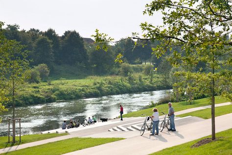 Riverside Lünen by WBP Landscape Architects « Landscape Architecture Works | Landezine Campus Landscape Architecture, Linear Park, Landscaping Retaining Walls, Urban Landscape Design, Desain Lanskap, Outdoor Paradise, Riverside Park, Park Landscape, Park Models