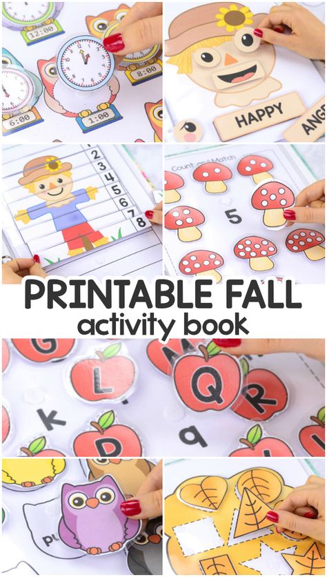 Printable Fall Quiet Book Quiet Book Printables Free, Quite Book Printable, Diy Quiet Books Free Printable, Quiet Book Templates Free Printable, Busy Book Printables Free Pdf, Prek Lessons, Printable Kids Activities, Activity Preschool, Preschool Fall