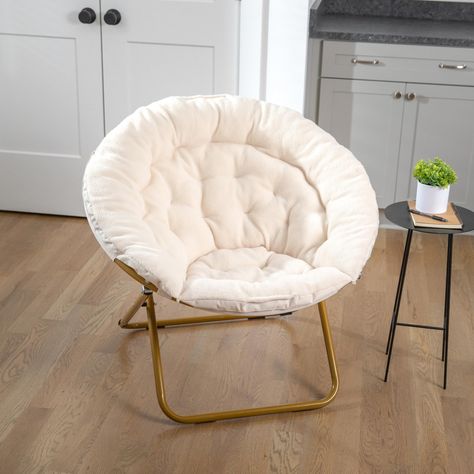 PRICES MAY VARY. Comfy and Cozy: Extra large papasan style chair with soft faux fur upholstery and extra padding in the back and seat for comfort Sturdy and Space-Saving: Foldable steel frame supports up to 300 lbs. static weight and folds flat for storage and easy portability Versatile Use: Additional seating for the living room, bedroom, dorm room or anywhere extra seating is needed Easy Care: Chair ships fully assembled and wipes clean with mild detergent and a damp cloth Product Size: 35.75" Hangout Space, Saucer Chair, Dorm Chairs, Moon Chair, Toddler Chair, Room Apartment, Papasan Chair, Comfy Chairs, Bedroom Chair