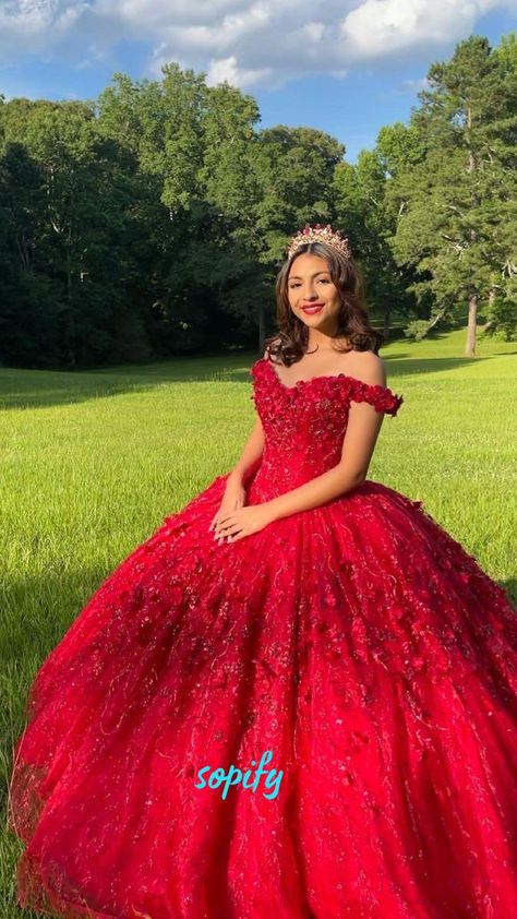 Red Dress Quinceanera Sweet 15, Red Blue Quinceanera Dresses, Burgundy Red Quinceanera Dresses, Red Quince Dress Off The Shoulder, Red Beauty And The Beast Quinceanera, Red Dresses For Sweet 16, Rojo Quinceanera Dresses, Red Quiencera Dresses, Quinceanera Dresses In Red