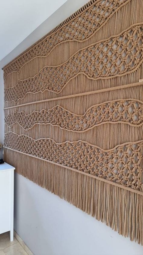 Wall Tapestry Ideas, Tapestry Macrame, Art Macramé, Tapestry Ideas, Macrame Wall Hanger, Macrame Headboard, Fiber Art Wall Hanging, Modern Tapestries, Macrame Tapestry