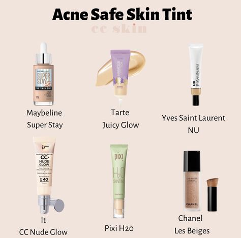 Acne Safe Tinted Moisturizer, Acne Safe Makeup Drugstore, Acne Safe Skin Tint, Skin Tint For Oily Skin, Makeup For Acne Skin, Skin Tint Makeup, Clear Skin Care Routine, Acne Safe Makeup, Pro Makeup Tips