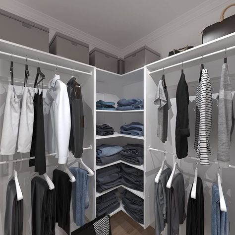 Closet System Corner Storage kit, with Hanging Rod and All Hardware Kits, Adjustable Shelves, Need to be Assembled, Manufactor Wood with White Color for Bedroom and Closet Room.
Brand: SOLRIG Maximize Corner Closet Space, Closet Designs Corner, U Shaped Walk In Closet, Closet Corner Solutions, Corner Closet Ideas, Walking Closet Ideas, Small Walk In Closet Ideas, Corner Closet Shelves, Small Walk In Closet Design