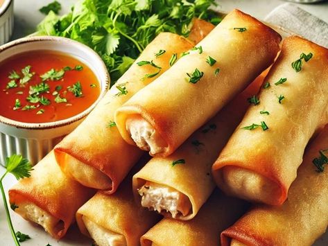 Delightful Chicken Spring Rolls: Easy Recipe for Flavorful Bites! - NewsBreak Chicken Roll Recipes, Chicken Spring Roll, Baked Chicken Cordon Bleu, Rolled Chicken Recipes, Chicken Vegetable Stew, Turkey Pumpkin Chili, Broccoli Fritters, Easy Teriyaki Chicken, Rolls Easy