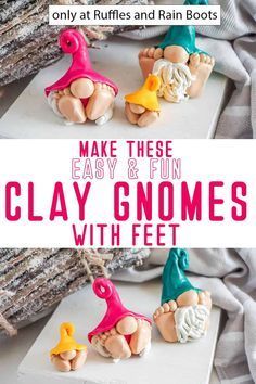 Polymer Clay Gnomes, Gnome Shoes, Clay Gnomes, Garden People, Polymer Clay Craft, Jars Ideas, Gnome Crafts, Easy Polymer Clay, Diy Fimo