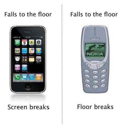 iPhone vs. Nokia Haha So True, Old Phone, Bones Funny, Funny Cute, Funny Stuff, Make Me Smile, I Laughed, Cell Phones, Iphone Wallpaper