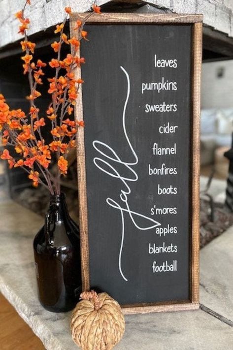 Fall Chalkboard Art, Fall Chalkboard, Rustic Wood Decor, Fall Wood Signs, Fall Words, Fall Thanksgiving Decor, Fall Deco, Autumn Decorating, Fabulous Fall