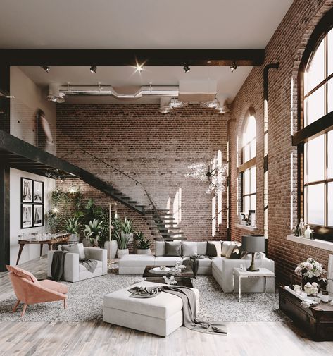 An incredible example of a loft with brick walls you will want to apply at your place. Check our post and get inspiring ideas! Loft Estilo Industrial, Industrial Loft Design, Loft Inspiration, Interior Design Minimalist, Industrial Home Design, Loft Interior Design, Loft Interior, Brick Loft, Industrial Living