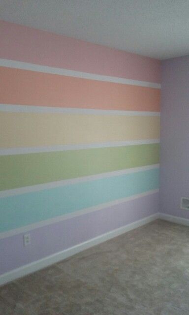 Wall Painting Ideas Rainbow, Unicorn Room Paint Ideas, Playroom Decorating Ideas Walls, Rainbow Wall Paint Girl Rooms, Rainbow Color Wall, Rainbow Painting Ideas Wall, Rainbow Bedroom Wall Paint, Rainbow Bedroom Paint Ideas, Rainbow Playroom Wall