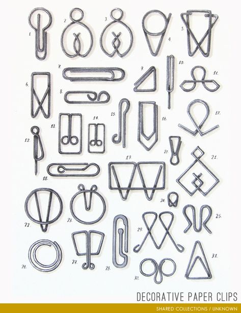 AdaLou {the Blog}: COLLECTIONS : DECORATIVE PAPER CLIPS Paper Clips Diy, Draplin Design, Paperclip Crafts, Wire Bookmarks, Paper Clip Art, Gubahan Bunga, Bijoux Fil Aluminium, Diy Papier, Paper Clips