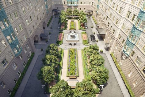 Courtyard of The Belnord, NYC The Belnord, Courtyard Apartments, New York Buildings, Marble Island, Apartment Goals, Fireplace Garden, White Oak Floors, New Century, The Courtyard