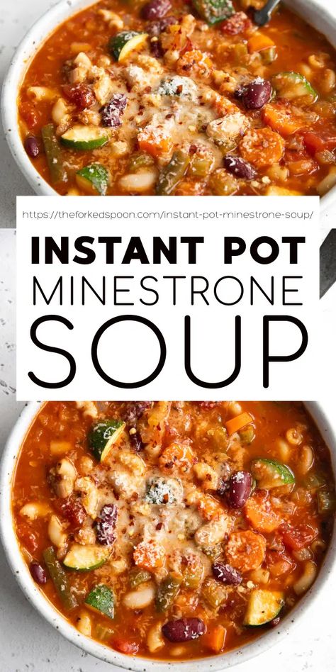 Minestrone Soup Instant Pot, Soup Instant Pot Recipes, Instant Pot Minestrone Soup, Instant Pot Recipes Healthy Family, Instant Pot Minestrone, Instant Pot Recipes Healthy, Pasta And Beans, Soup Instant Pot, Minestrone Soup Recipe