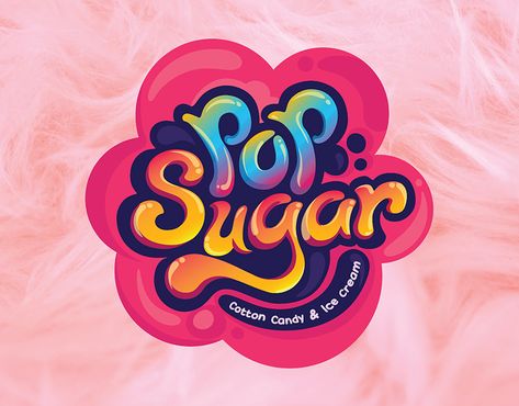 Candy Shop Logo, Logo Slime, Pop Sugar, Ice Cream Logo, Candy Logo, Cute Typography, Candy Pop, Logo Food, Game Logo