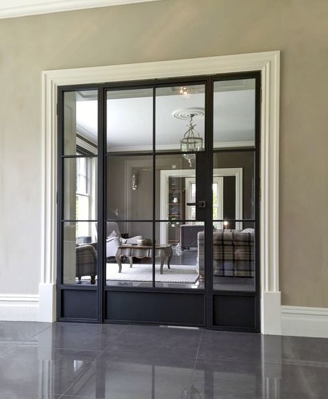 Internal Steel Doors, Internal Glass Doors Living Rooms, Crittal Door, Steel Glass Doors, Edwardian Hallway, Glass Internal Doors, Crittall Doors, Crittal Doors, Sage House