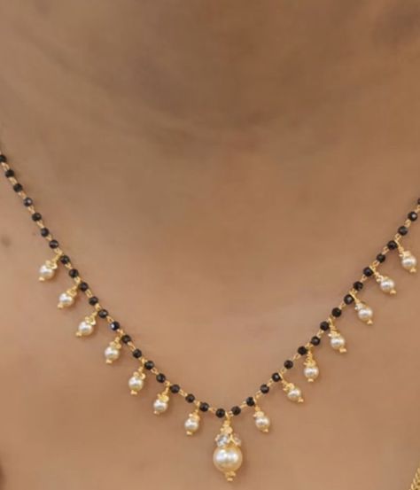 Black Beads Designs Latest, Black Beads Designs, Nallapusalu Designs Gold Short, Short Nallapusalu, Mangalsutra Chain, Neck Pieces Jewelry, Black Beads Mangalsutra Design, Beads Collection, Gold Earrings Models