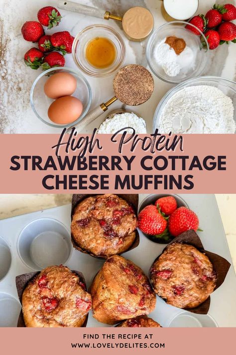 Try these strawberry cottage cheese muffins. Looking for high protein breakfast ideas? These Strawberry Cottage Cheese Muffins are high in protein, moist, and perfect for busy weekday mornings. Made with no refined sugar, they are protein packed on-the-go breakfast or snack idea for busy and healthy lifestyles. Cottage Cheese Strawberry Muffins, Protein Pancake Muffins Recipe, Strawberry Breakfast Recipes Healthy, Strawberry Cottage Cheese Muffins, Cottage Cheese Breakfast Muffins, Cottage Cheese Muffins Healthy, High Protein Breakfast For Kids, Wrestling Meals, Cottage Cheese Breakfast Ideas