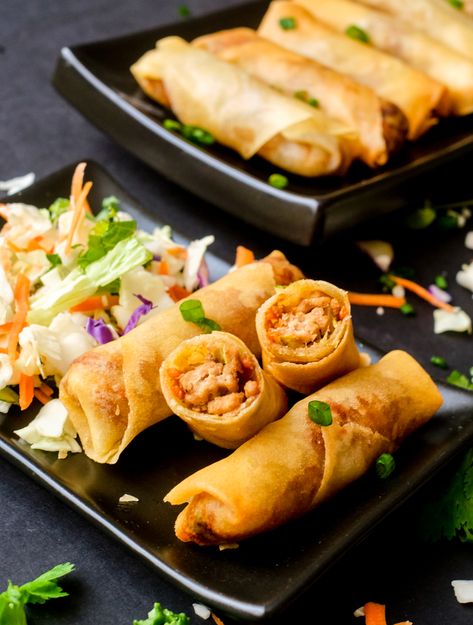 Chicken Spring Roll Recipe - Powered By Mom Chicken Spring Roll Recipe, Spring Rolls Chicken, Chicken Hoisin Sauce, Chicken Spring Roll, Vietnamese Chicken Salad, Basic Cookie Recipe, Spring Roll Sauce, Chicken Spring Rolls, Chicken Roll