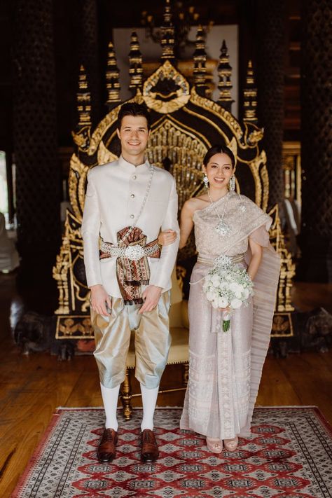 Sevgi & Deniz - The Wedding Bliss Thailand Thailand Wedding Dress, Laos Wedding, The Wedding Bliss, Cambodian Wedding Dress, Thailand Dress, Cambodian Wedding, Traditional Thai Clothing, Thai Wedding Dress, Nikah Dress